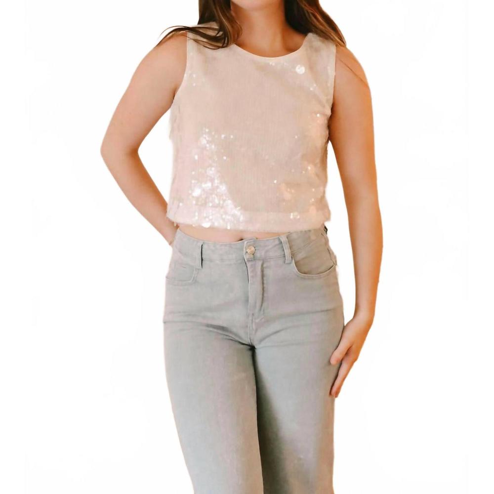 NEW 2.7 AUGUST APPAREL finding seashells sequin top in nude